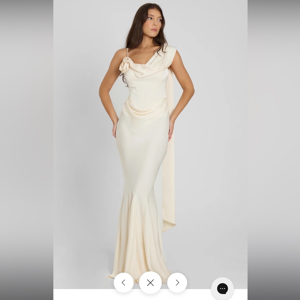Leau Celine Corset Drape Satin Maxi Gown